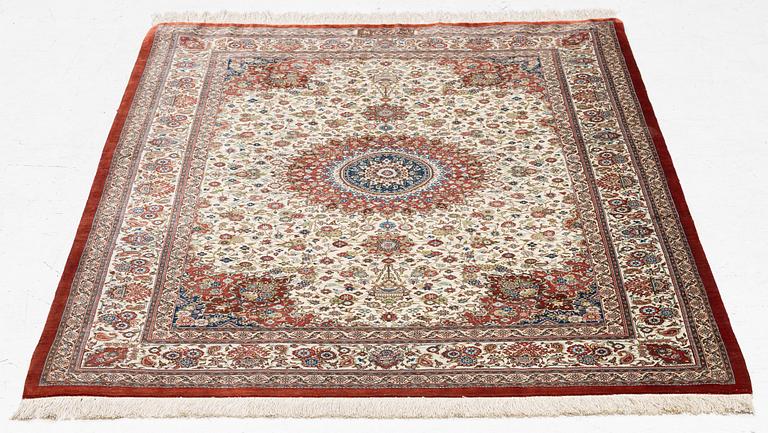 A silk Qum, Central Persia, signed Jashmedi c. 141 x 103 cm.