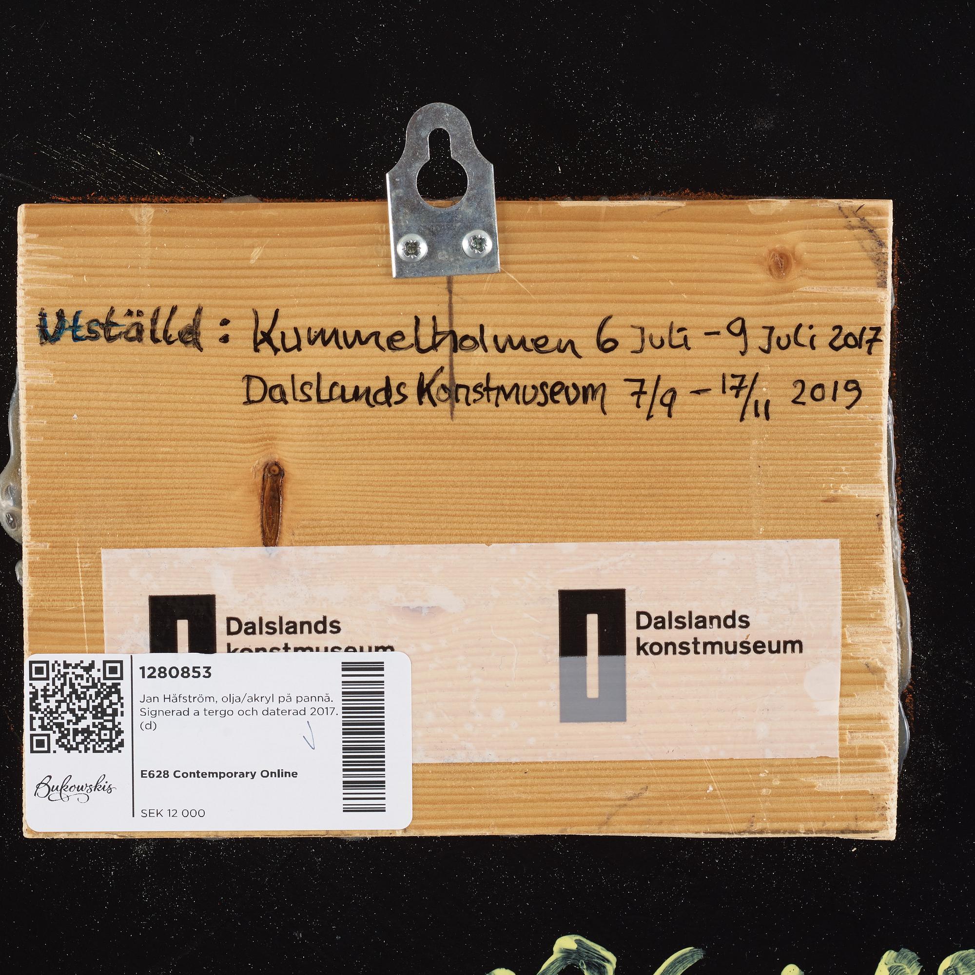 Jan Håfström, oil/acrylic on panel. Signed on verso and dated 2017.