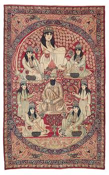 820. RUG. Antique Kerman Laver Figural. 233,5 x 144 cm.