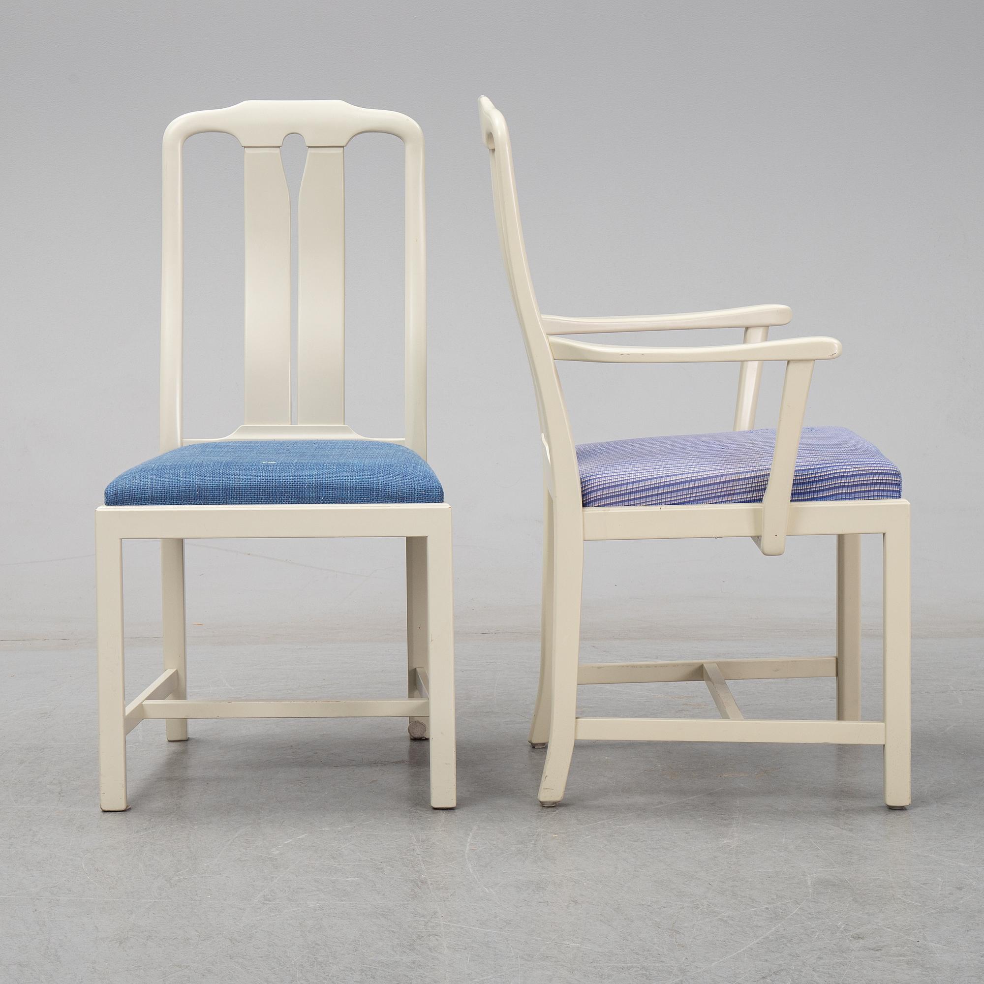 A second half of the 20th Century 11 pcs dining set by Carl Malmsten. Åfors möbelfabrik.