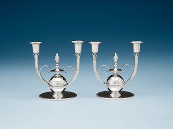 A pair of Erik Fleming sterling candelabra, Atelier Borgila, Stockholm 1930.