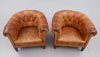 FÅTÖLJER, 1 par, Chesterfield, 1900-talets första hälft.