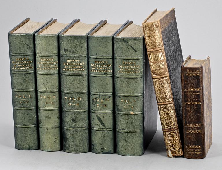 BOKPARTI, 7 delar, konstböcker, "Bryans Dictionary of Painters and engravers" vol I-V, London 1904.