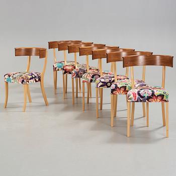 Josef Frank, A set of eight walnut and beech chairs, Svenskt Tenn, model 300.