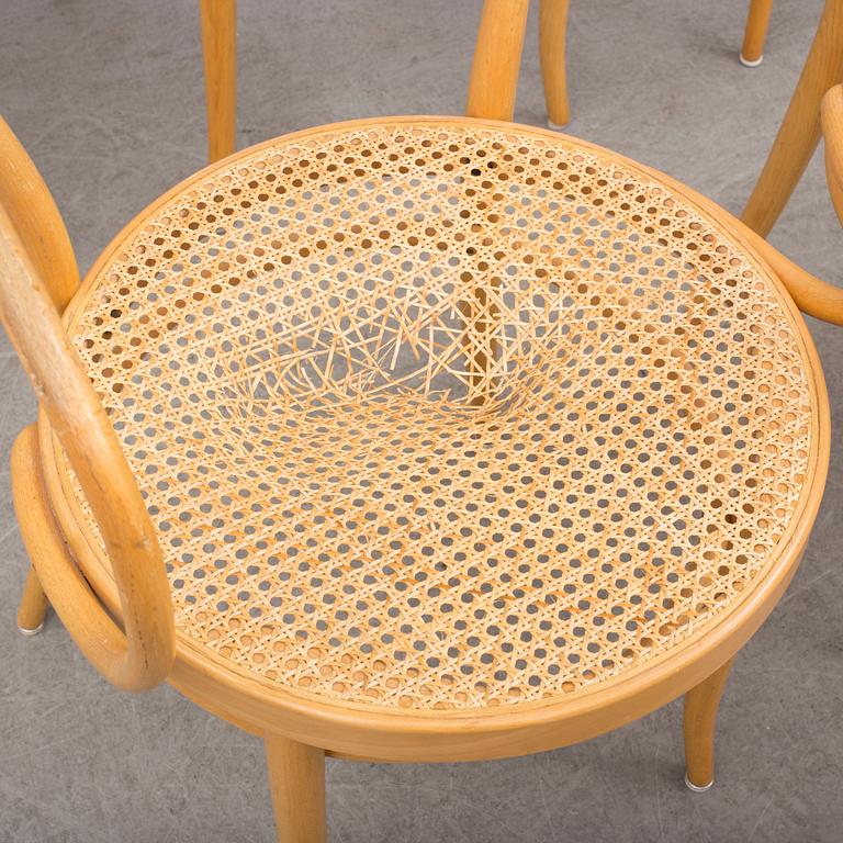 Six mid 20th century Thonet-marked bent wood armchairs.