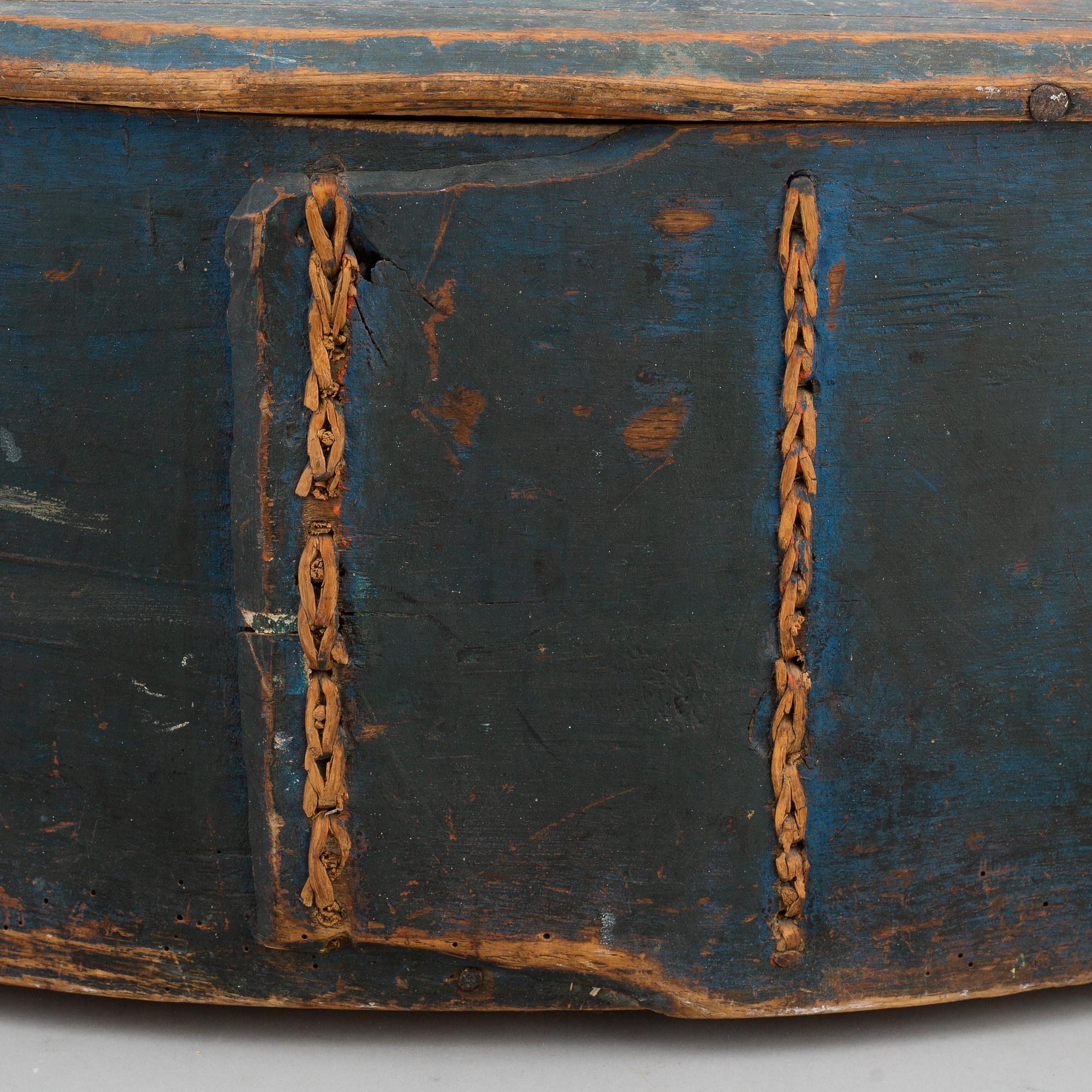 A 19th century large painted wooden box.