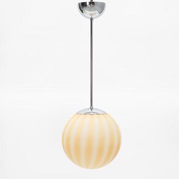 A chrome and glass ceiling lamp, 1930's/contemporary.