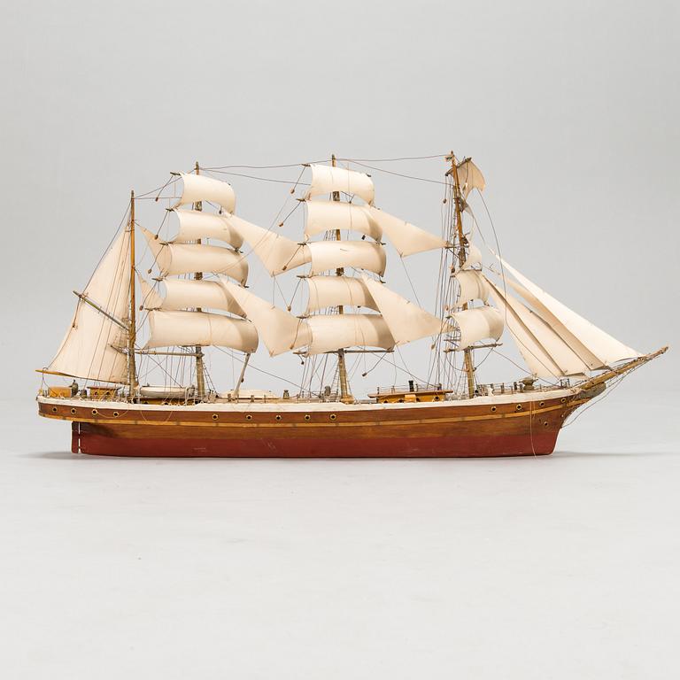 Model ship, a mid-20th century four-masted barque,