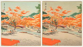 Tomikichirō Tokuriki, a set of nine woodblock prints in colours, 20th Century.