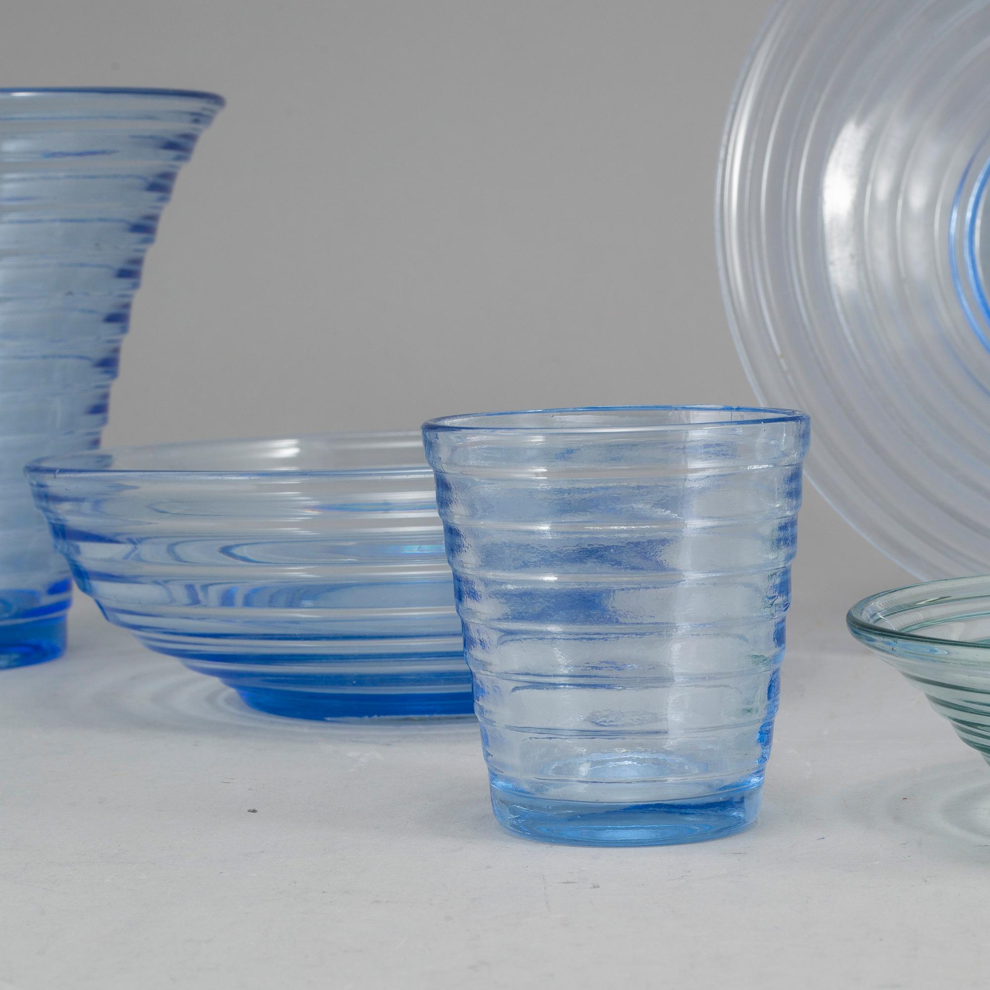 AINO AALTO, servisdelar, 10 st, glas, "Bölgeblick", Karhula, Finland, 1930-tal.