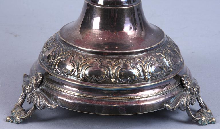 UPPSATSSKÅL, glas samt nysilver, 1800-talets andra hälft.