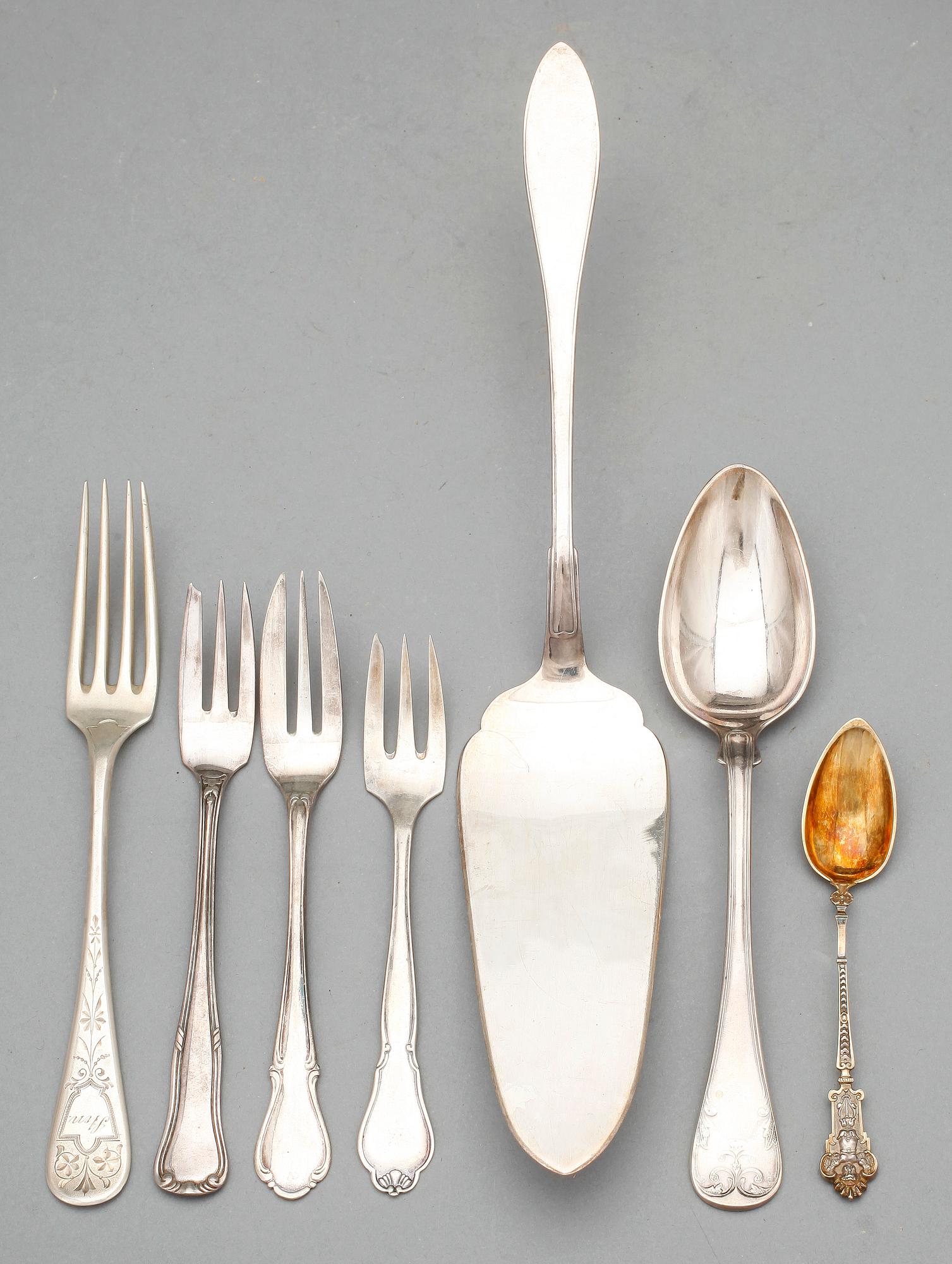 BESTICKSERVISDELAR, 41 delar, silver, bla K Anderson, mestadels 1900-tal. Totalvikt: ca 1060 gram.
