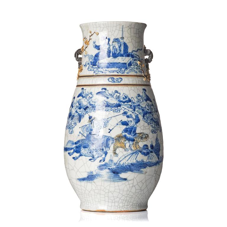 An underglaze blue and enamelled vase, Qing dynasty, 19th century.