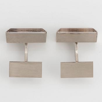 Wiwen Nilsson, manschettknappar, ett par, bergkristall och sterling silver, Lund 1966.