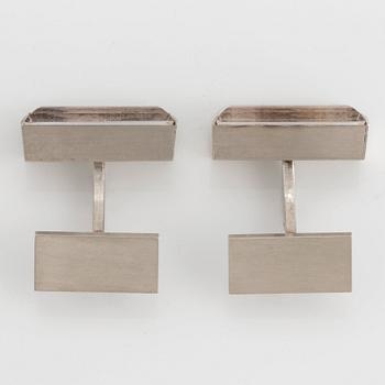 Wiwen Nilsson, a pair of sterling silver and rock crystal cuff-links, Lund, Sweden 1966.