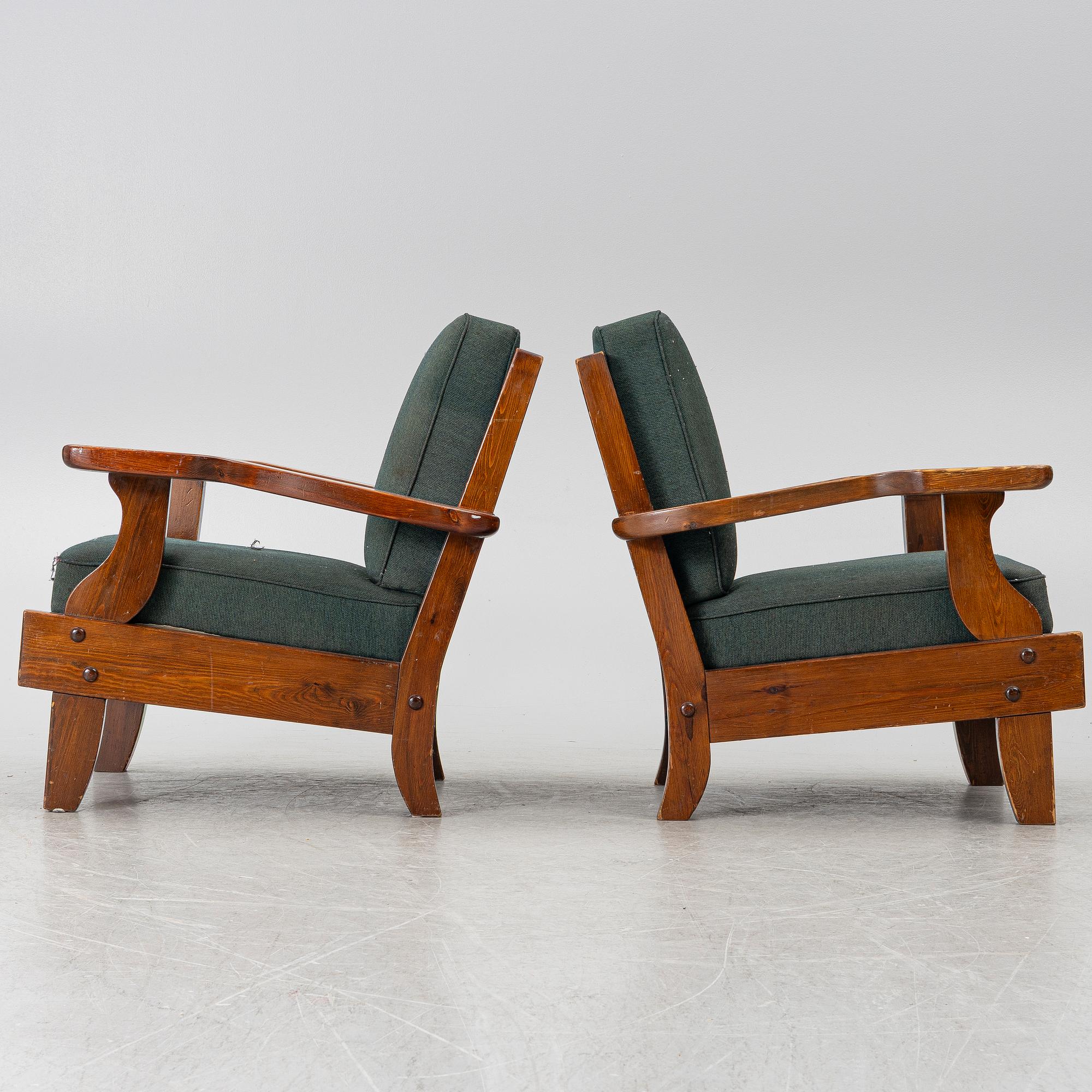 A pair of armchairs, mid-20th century.