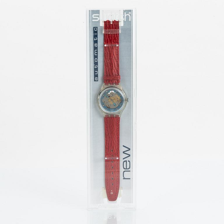 Swatch, Automatic, Red Ahead, wristwatch, 34 mm.
