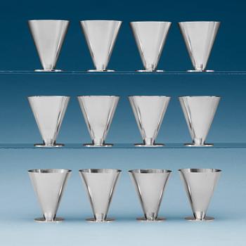 766. A set of twelve Wiwen Nilsson sterling cocktail glasses, Lund 1946-48.