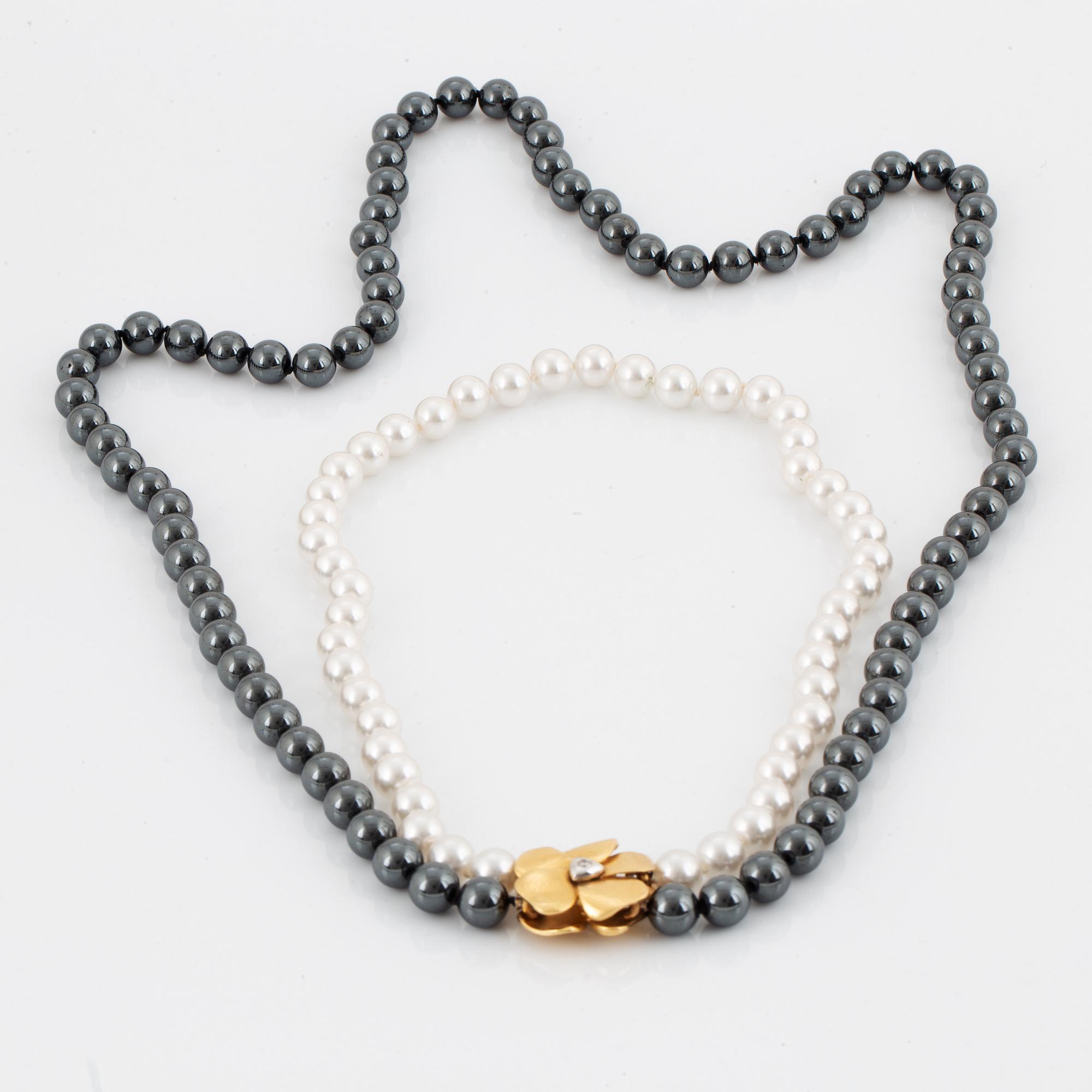 OLE LYNGGAARD, Charlotte Lynggaard, clasp with diamond, with threen necklaces included.