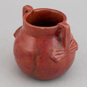 Ragnhild Godenius, two Two Art Nouveau glazed ceramic vases, one signed and dated 191? and 1914.