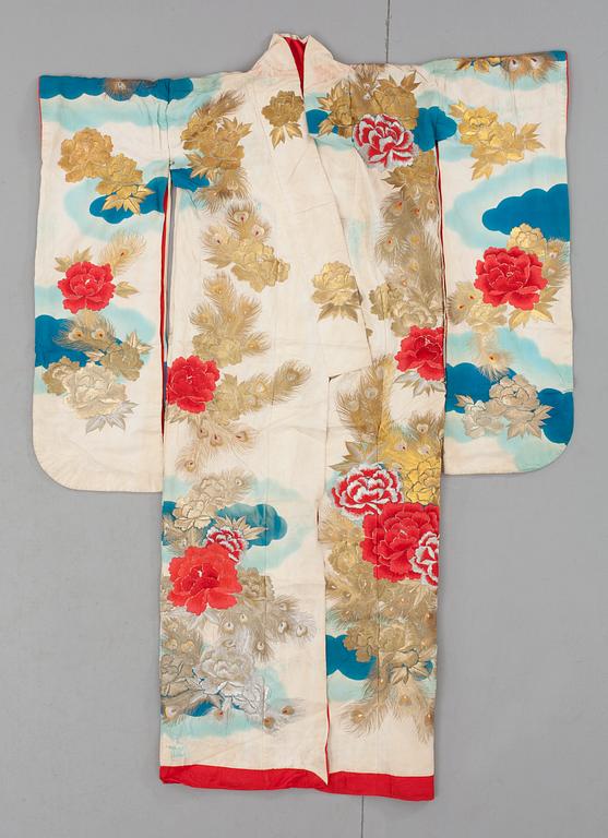 KIMONO, siden. Längd 172 cm. Japan 1900-tal.