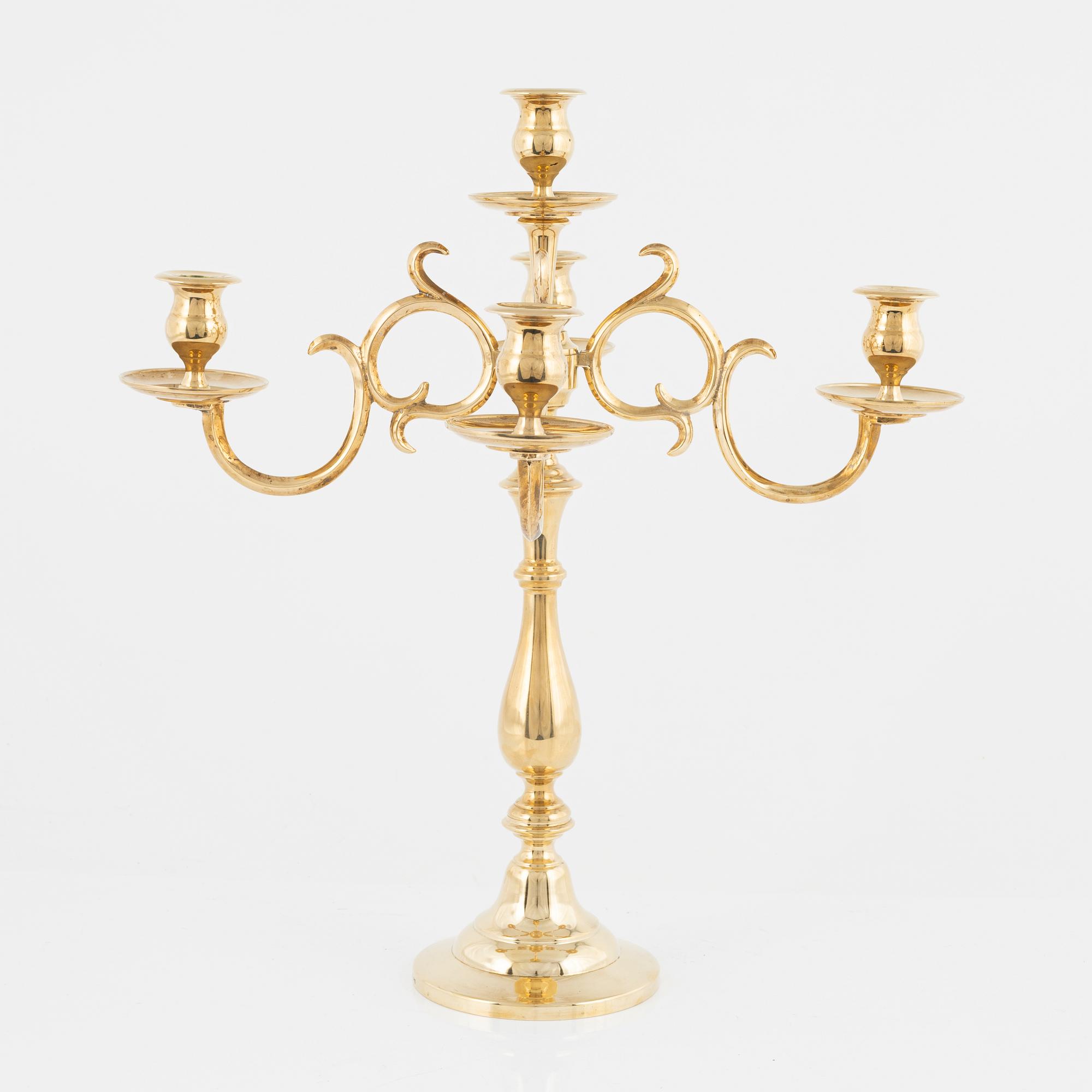 A brass candelabra, Skultuna Messingsbruk, 1989.
