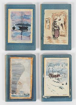 Roland Svensson, portfolio with 4 lithographs in colours, signed 166/400 and a faksimil, 1990.