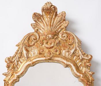 A Swedish Rococco mirror, late 18th century.