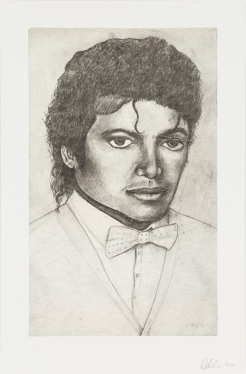 DAWN MELLOR, "Michael Jackson's Portrait", litografi, signerad och numrerad 11/150.