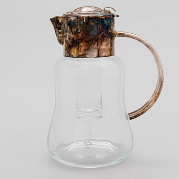 A LEMONADE PITCHER, glas and silverplated metal, Massini, Firenze late 20th century.