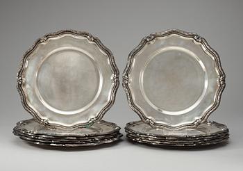 198. Twelve Swedish silver plates, K.Andersson, Stockholm 1942-46.