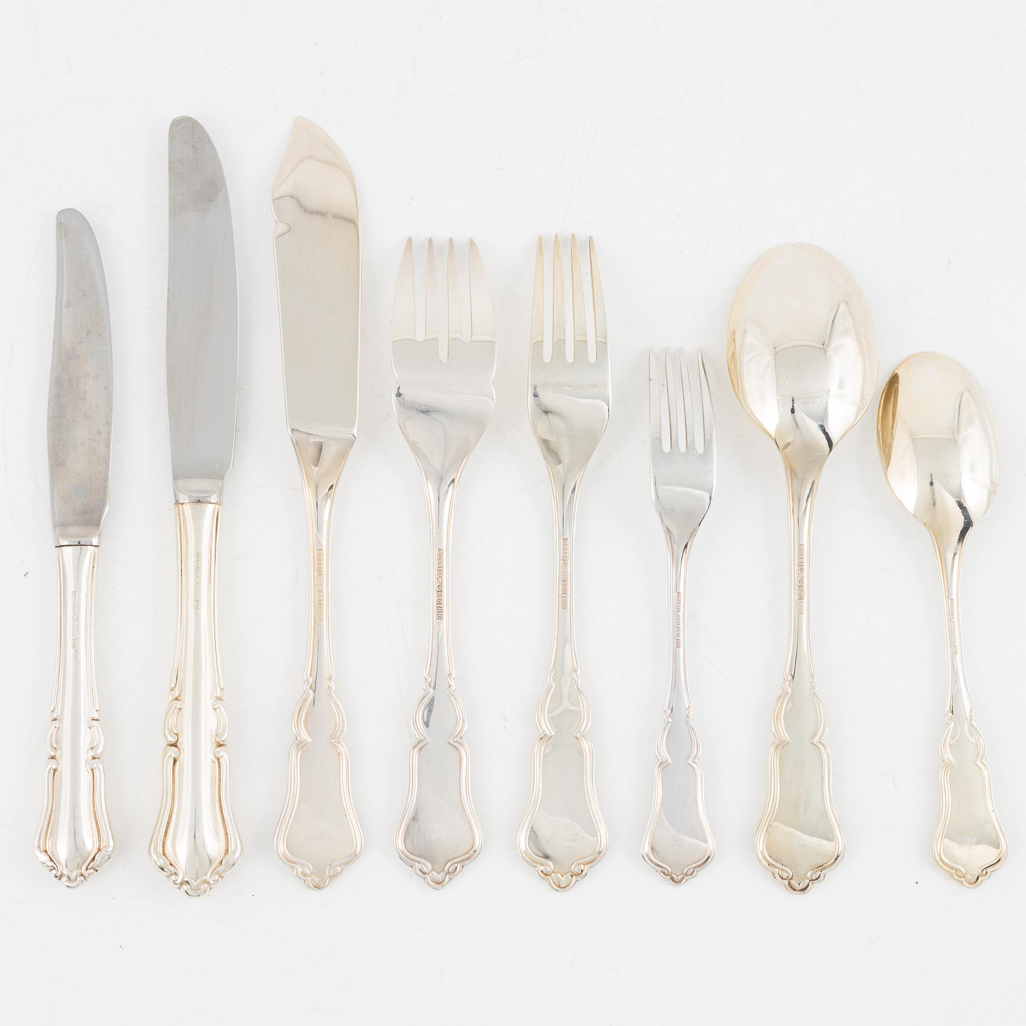 A 96-piece silver flat wear set, 'Harmoni', MGAB, Sweden, 1979-87.