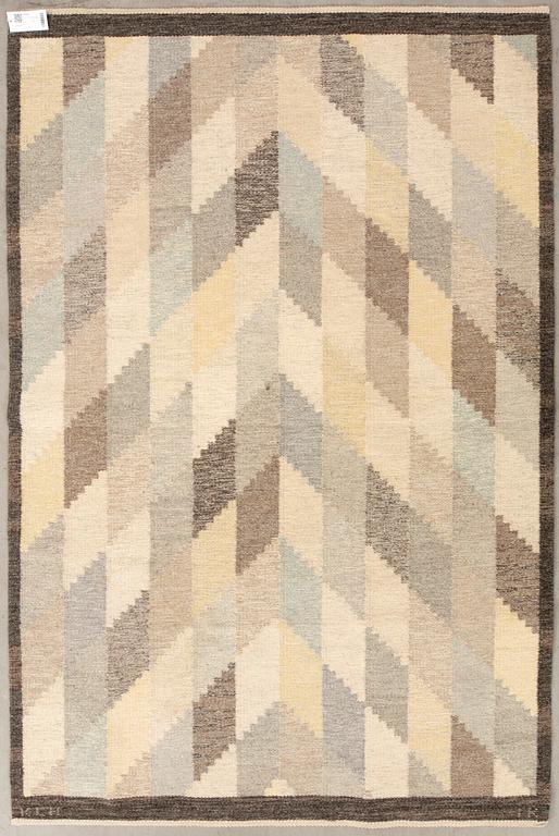Irma Kronlund, flat-weave rug signed KLH IK, approx. 222x146 cm.