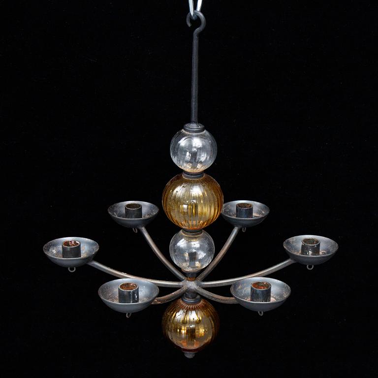 Carl Kihlberg, a Boda Smide glass and iron chandelier.