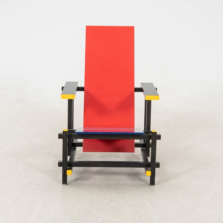 Gerrit Rietveld, armchair, "Red and Blue Chair", Cassina, 20th century.