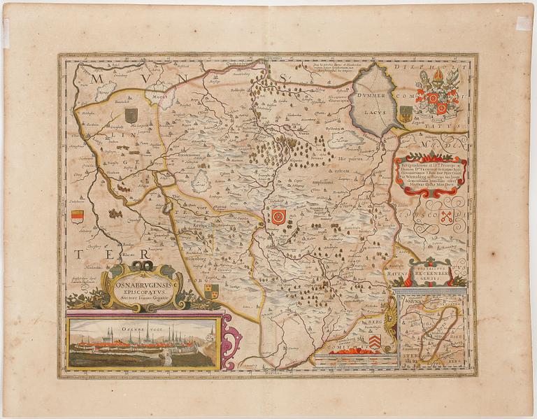 KARTA, 3 st, Willem Janszoon Blaeu, 1600-talets första hälft.
