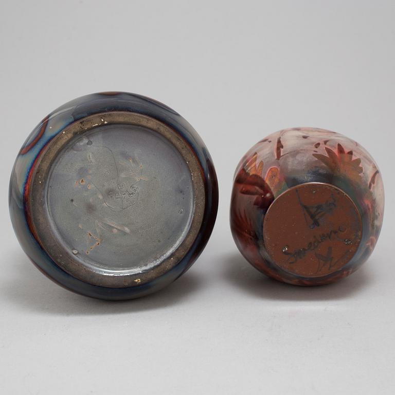 ALLAN EBELING, two earthenware vases, Gefle, first half of the 20th century.