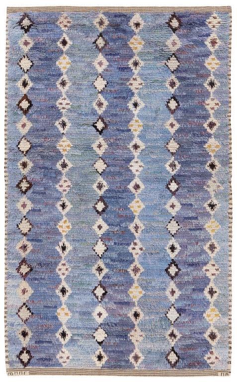 Marianne Richter, a carpet, "Påfågeln", knotted pile, ca 222 x 141 cm, signed AB MMF MR.