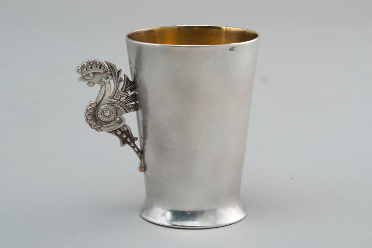 A CHARKA,  84 silver. Marked Chlebnikov Moscow turn of the century 18/1900. Height 6 cm, weight 53,5 g.