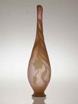 An Art Nouveau cameo glass vase by Burgun & Schverer, France.