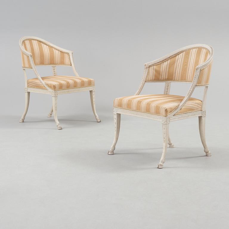 A pair of late Gustavian armchairs by Ephraim Ståhl, master 1794.