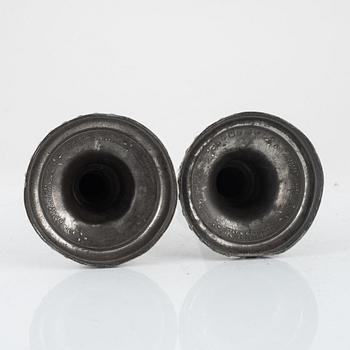 Martin Gustaf Moberg, a pair of similar pewter candlesticks, Jönköping, Sweden, 1803.