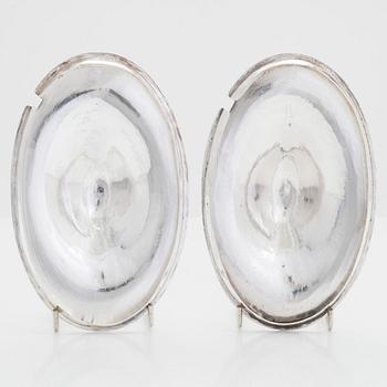 A pair of sterling silver sauce boats, London 1786. Unclear maker's mark,