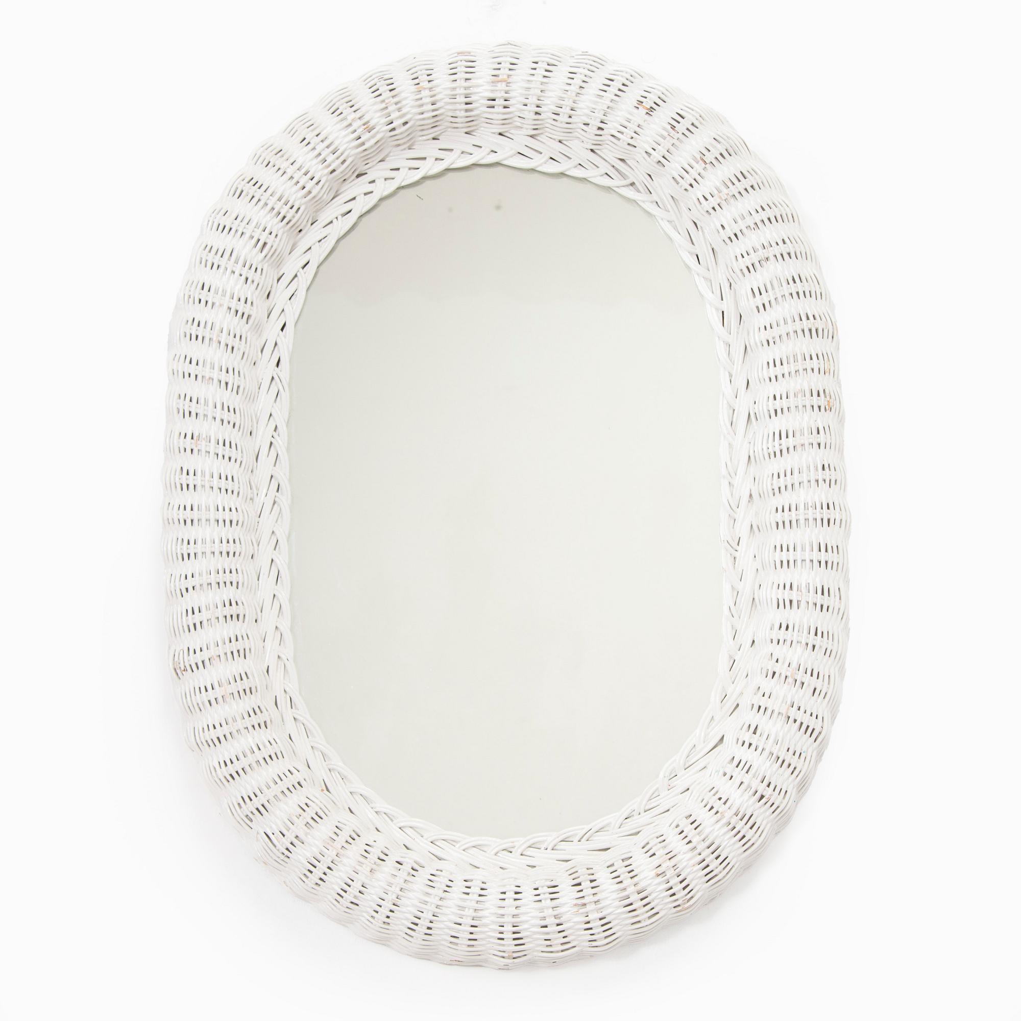 A rattan mirror, late 20th century.