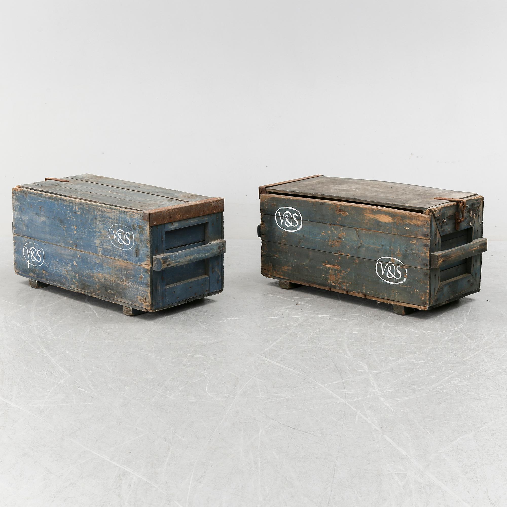 Two wooden boxes, early 1900's.