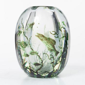Edward Hald, A “fish graal” vase, Orrefors, mid-20th century.