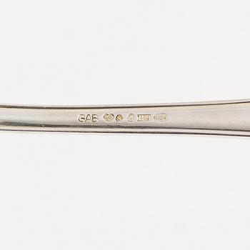 Bestickuppsättning, silver, 107 delar, modell "Svensk rund", GAB, Stockholm, bl.a. 1950.