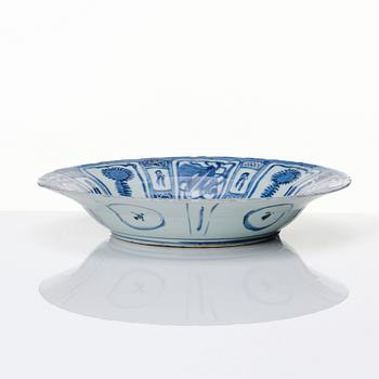 A blue and white kraak dish, Ming dynasty, Wanli (1572-1620).