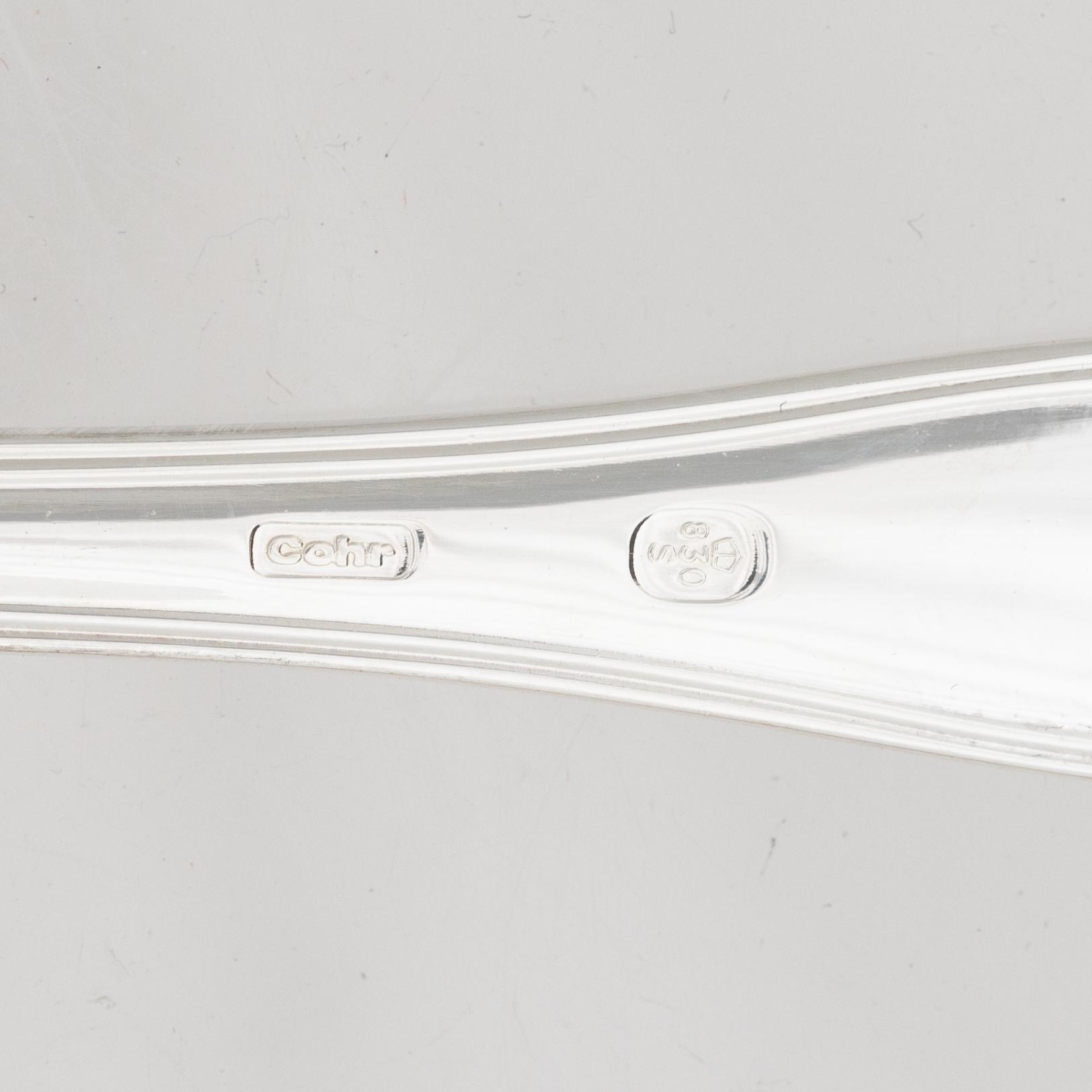 Besticksdelar, 24 st, silver, "Gammal dansk/Old Danish", bl a Cohr, Danmark.