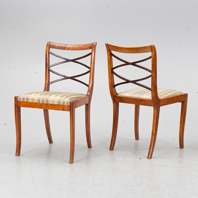 Carl Malmsten, Four chairs, Swedish Grace, Svenska Möbelfabrikerna Bodafors, 1920s.
